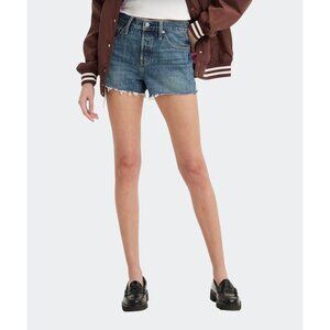 Levis 501 Womens Original Fit High-Rise Denim Shorts Button Fly Distressed Hem 2